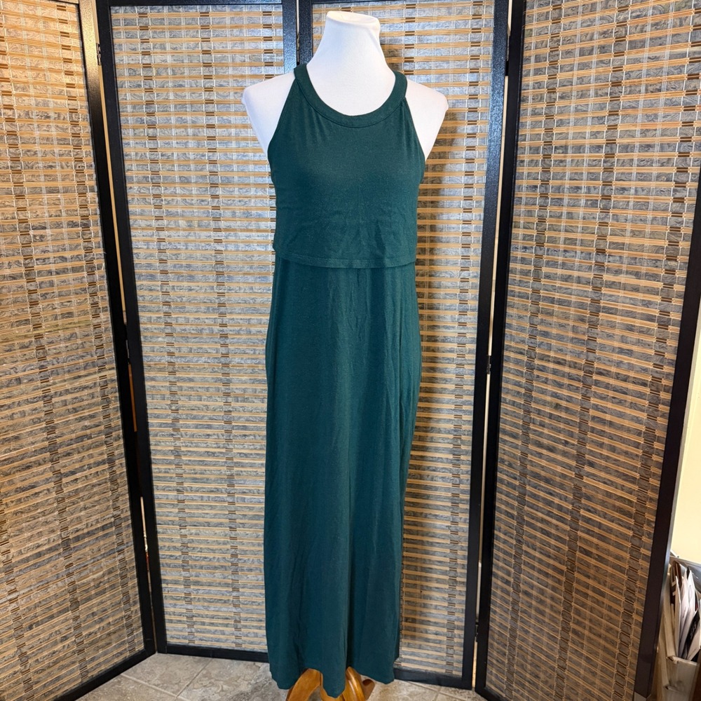Sweaty Betty Maxi Dress Women S Green Racerback Layered Cutout Athleisure